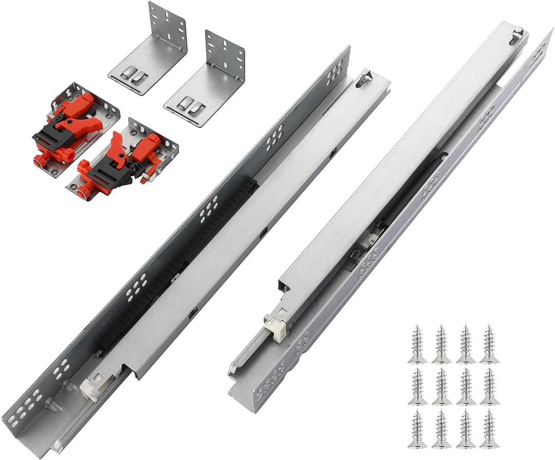 6 Pairs of 21 Inch Undermount Soft Close Drawer Slides Full Extension Concealed Drawer Rails with Mounting Screws,3D Locking Device and Brackets