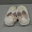Plush Cute Bow Slippers for Women  Furry Comfy Indoor Outdoor Non-Slip House Slippers (White)