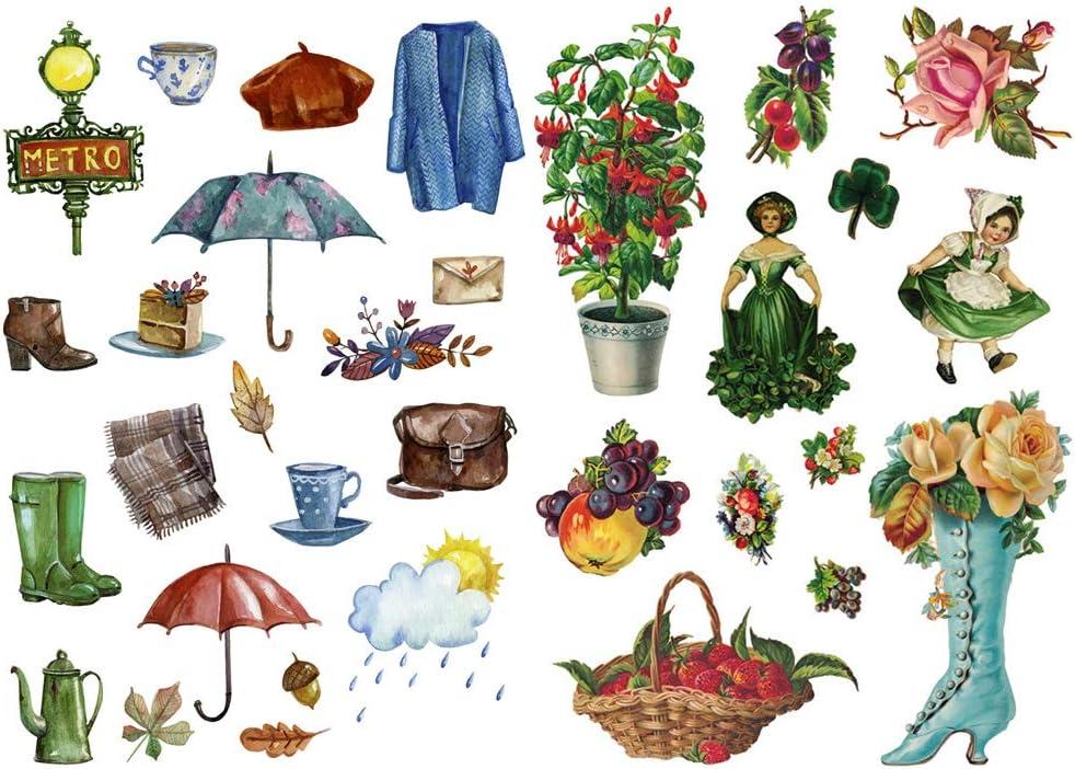 2 x Seasonstorm Vintage Garden Aesthetic Happy Planner Diary Journal Stationery Scrapbooking Stickers Travel Art Supplies (Pk102)