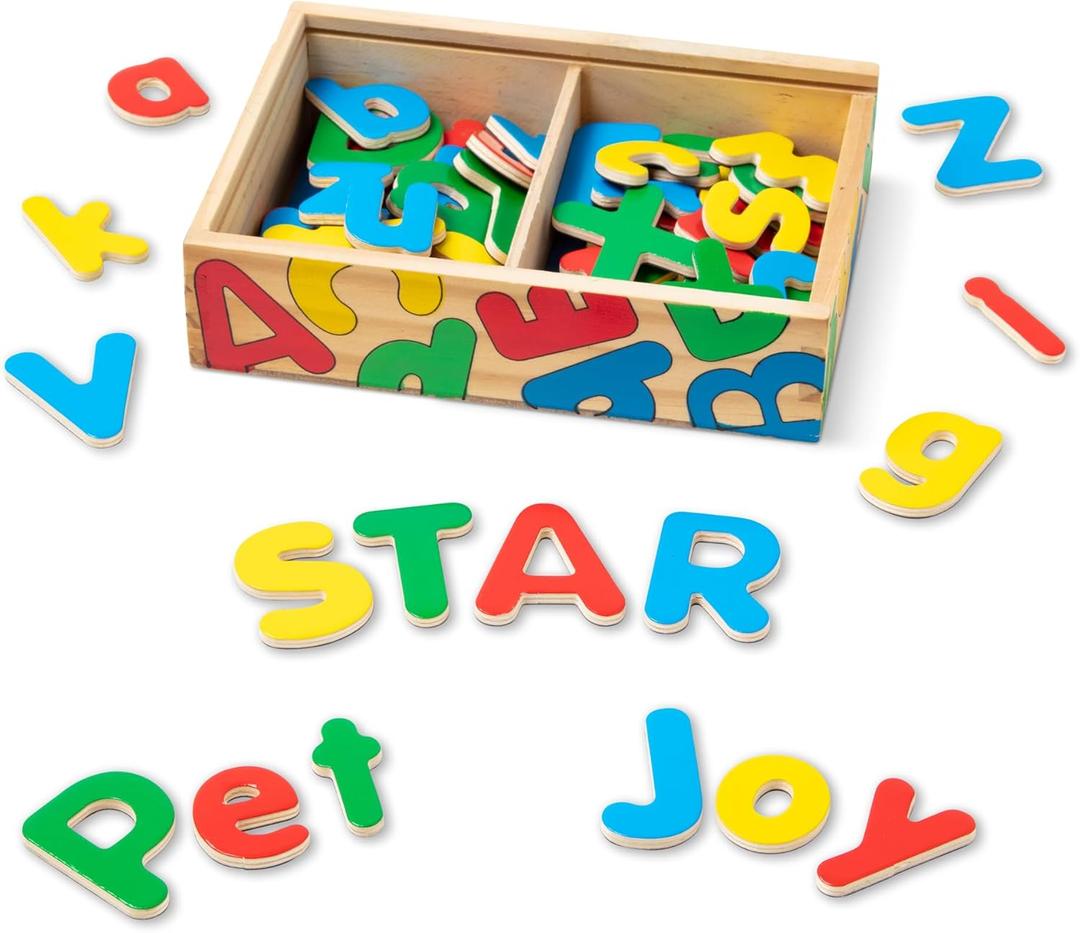 Melissa & Doug 52 Wooden Alphabet Magnets in a Box - Uppercase and Lowercase Letters