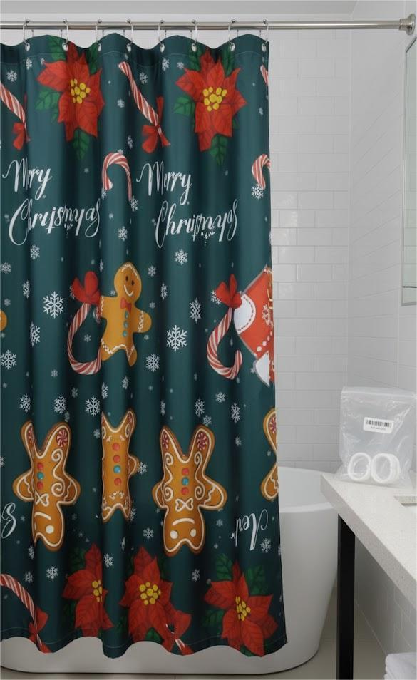 Christmas Cookie Shower Curtain for Bathroom Waterproof Fabric Shower Curtain Machine Washable Bath Curtain 60x72 inch with 12 Hook