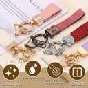 HARFINGTON Car Key Chain Ring Clip 4.45 Inch Leather Key Fob Wristlet Keychain with Anti-Lost D Ring & Keyrings Fit Women Men for Home Car, Pink Gold