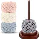 Geelin Large Crochet Yarn Spinner Wooden Yarn Holder for Knitting and Crocheting Gift for Craft and Knitting Lovers Crochet Accessories and Tools for Fiber Crafts