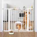 Babelio Baby Gate with Adjustable Cat Door,29-43" Auto Close Durable Pet door for Stairs,Doorways and House,Pressure Mounted,Easy Install,Effortless Walk Thru, White