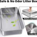 Stainless Steel Litter Box 3 Pack, 23.6" X 15.7" X 6" Extra Large Cat Litterbox No Smell, XL Metal Litter Box for Big Kitty, Multiple Cats, Non Stick, Easy Cleaning