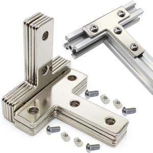 10 Sets Aluminum T Brackets - 10Pcs 2020 Profiles Joint Brackets with 40Pcs M5 T Slot Nuts and Bolts for T Slot Rail