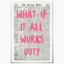 Retro Trendy Newspaper Canvas Wall Art Poster What If All Works Out Positive Affirmation Quote Pink Font For Home Bedroom Dorm Wall Decor12x18inch Unframed
