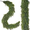 6 Ft Extra Full Christmas Garland Delux Real Touch Norfolk Pine Garland Christmas Decorations Lush Realistic Greenery Garlands for Mantle, Table, Stair, Railing, Fireplace Indoor Outdoor Holiday Decor