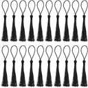 Tupalizy Mini Silky Handmade Soft Flossy Bookmark Tassels with Cord Loop for Keychain Earring Jewelry Making, Souvenir, Graduation, Clothing Sewing, Gift Tag DIY Craft Projects, 20PCS (Black)