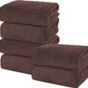 MOONQUEEN 6 Pack Premium Bath Towel Set - Quick Drying - Microfiber Coral Velvet Highly Absorbent Towels - Multipurpose Use as Bath Fitness, Bathroom, Shower, Sports, Yoga Towel (Wood Brown)