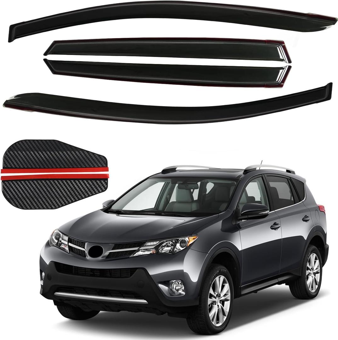 4PCS Rain Guards Fit for 2013-2018 Toyota RAV4 LE XLE SE, Outside Mount Window Visors, Smoke Tinted Side Window Deflector Visors, Vent Shade Shield