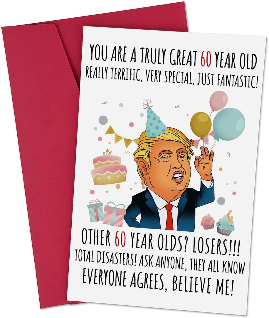 3 x Funny 60th Birthday Greeting Card for Mom, Wife, Dad, Husband, Grandma, Grandpa, Parents with Red Envelope, Naughty Card, Happy 60th Birthday Gifts, Great 60 Year Old Gifts for Men Women