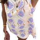 Womens Summer Floral Print Mini Dress Romantic Sleeveless Shift Short Dress Vacation Fairy Dresses (XS)