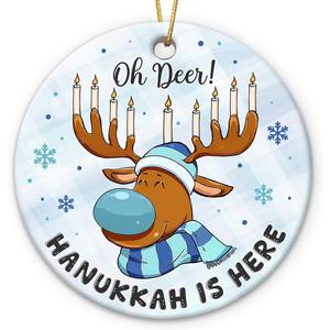 2 x Funny Hanukkah Ornaments 2025 - Spiritual Gifts for Women, Jewish Reindeer Christmas Ornament for Kids, Hanging Decor for Hanukkah Decorations Tree, Gifts for Jewish Men Friends Neighbors Mom Coworker