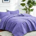 Love's cabin Twin Quilt Bedding Set Deep Purple Bedspreads - Soft Bed Summer Lightweight Bedspread Comforter - Coin Pattern Bedding Coverlet for All Season - 2 Pieces (1 Quilt, 1 Pillow Sham)