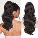 BOGSEA Ponytail Extension 20 Inch Drawstring Ponytail Extension for Women Long Wavy Hair Extensions for Daily Use(Dark Brown)