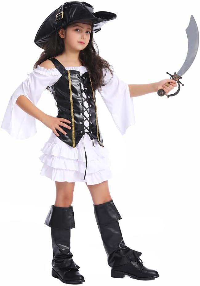 PGOND Cute Pirate Girls Halloween Dress up Costume (L-10-12Y) PGOND Cute Pirate Girls Halloween Dress up Costume (L-10-12Y)