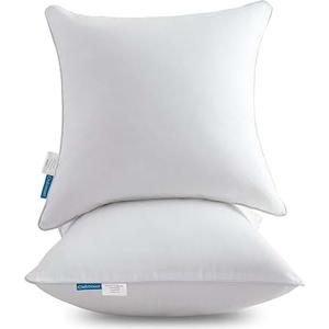 Oubonun 18"x18" Pillow Inserts (Set of 2) - Throw Pillow Inserts with 100% Cotton Cover - 18 Inch Square Interior Sofa Pillow Inserts - Decorative Pillow Insert Pair - White Couch Pillow
