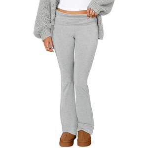 COPYLEAF Flare Leggings for Women Fold Over Yoga Pants Stretch Bell Bottom Y2K Lounge Casual Sweatpants. Size XL