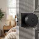 Goldenwarm Matte Black Privacy Door Knobs Interior, Zinc Alloy Matte Black Door Knob, Modern Keyless Bedroom Bathroom Door Knobs, Adjustable & Reversible - 6 Pack