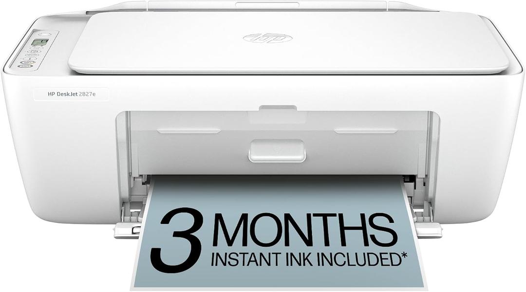 HP DeskJet 2827e Wireless All-in-One Color Inkjet Printer, Scanner, Copier, Best-for-Home, 3 Month Instant Ink Trial Included, AI-Enabled 