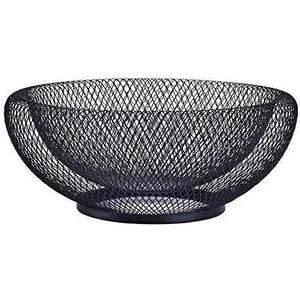 Mesh Fruit Bowl Decorative Fruit Basket Metal Candy Dish Holder Stand for Kitchen Counter Dining Room Table Office, 10 Inch (Black)