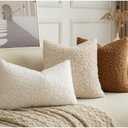 Pack of 2 Curly Teddy Wool Faux Fur Throw Pillow Covers Fuzzy Accent Soft Sherpa Pillowcases Sheepskin Fleece Decorative Cushion Case for Sofa Couch Living Room 16x16 Inch Bronze