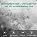 WhatsBedding 5 Inch Memory Foam Mattress Topper Queen Size, Filled with Shredded Foam & Goose Feather, 100% Cotton Cover Feather Bed Topper, 4 Layers Design, CertiPUR-US Certified, Grey, 60x80 (Gray)