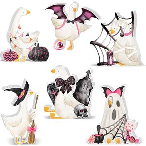 6 Pcs Silly Cute Goose Table Decor Indoor, Halloween Birthday Party Decorations Rustic Farmhouse Figurine Tiered Tray Tabletop Centerpieces for Home Kitchen Fireplace