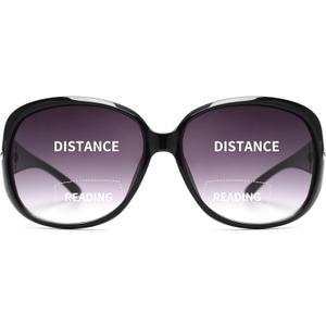 JM Classic Bifocal Reading Sunglasses for Women Vintage Reader Glasses Outdoor UV Protection Black +2.5