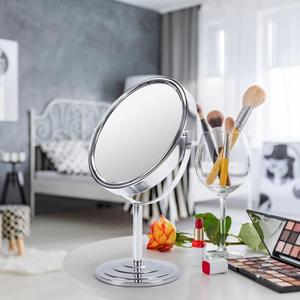 Schliersee 10X Magnifying Makeup Mirror, 8 inch Double Sided Tabletop Mirror, 1X/10X Magnification Standing Swivel Desk Mirror for Dresser Bathroom Bedroom, for Women Girl Gifts, Size: 13"L x 7.9"W, Silver
