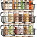 Mystozer 5 Pack Spice Rack Seasoning Organizer Wall Mount, Screw or Adhesive Hanging Shelf Basket Spice Organizer Shelf for Kitchen, Black