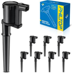PHILTOP UF191 Ignition Coil Pack Compatible with 1999-2004 Navigator Base, 2007-2014 Mustang Shelby GT500/Shelby GT500KR, 2003-2005 Aviator, 1998-2002 Continental, 2003-2004 Mustan, Set of 8