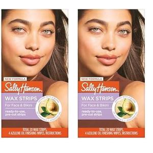 Sally Hansen Wax Kit Wax Strips For Face & Bikini 20 count (Pack of 2)