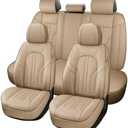 MINGBRON Car Seat Covers, Car Seat Protector Waterproof, Seat Covers Full Set, Car Seat Protectors, Automotive Seat Covers Fit for Most Cars Beige