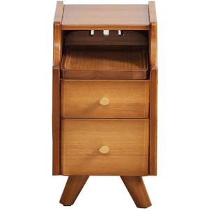 latifolia Solid Wood Nightstand, 2-Drawer Small Nightstand, Narrow Bedside Table with Shelf Storage(Walnut, 9.84''W)
