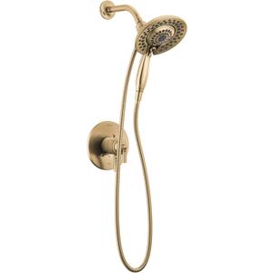 Delta Saylor 17 Series Brushed Gold Dual-Function Shower Faucet Set with In2ition 2-in-1 Dual Shower Head with HandHeld Spray Combo, Valve Trim Kit, Champagne Bronze T17235-CZ-I (Valve Not Included)