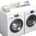 Washer Dryer Countertop, HDPE Laundry Countertop with Storage Shelf and Edge Rails-White
