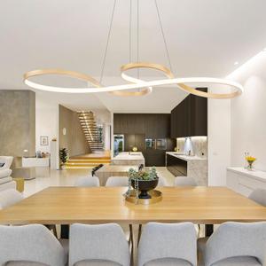 Modern LED Chandelier Dining Room Modern Pendant Light Dimmable Creative Contemporary Chandelier Adjustable Hanging Lighting Fixture for Living Room Kitchen Island 3000K/4000K/6000K (Gold)