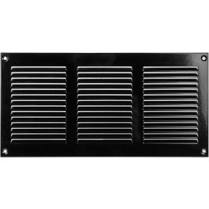 Vent Systems 12'' x 6'' Inch (Overall Dimensions) Black Metal Vent Duct Cover - Louvered Rectangular Return Grill with Built in Mesh Screen - HVAC Ventilation Grille for Home Improvement