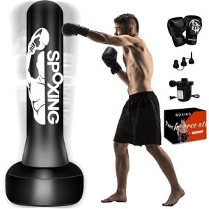 Freestanding Punching Bag for Adult Teens, 70" Heavy Punching Bag with Boxing Gloves and Electric Air Pump for Beginners Kickboxing Training MMA Muay Thai Fitness Office Home Gym