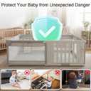 71" 59" Baby Playpen with Gate, Large Baby Play Pen for Babies and Toddlers, Infant Fence Play Yard with Door for Living Room, Anti-Fall, Breathable Mesh