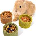3 Pack Natural Guinea Pig Treat Toys Timothy Hay Chewing Bowl with Food Small Animal Molar Toys Timothy Grass Rabbit Toys for Bunny Chinchilla Hamster Gerbil Rat