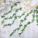 TXIN Hanging Photo Display Holder Wall Decor with Wooden Cards Clips, Boho Style Picture Frame Wood Beads Garland Artificial Eucalyptus Plant Home Decoration for Farmhouse Greenery Cubicle Bedroom