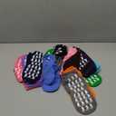 Grip Pilates Socks for Women & Men- Adults Bulk Non Slip Anti Skid Sticky Grippy Sock for Hospital Yoga Barre (5.5-9, Foot Pattern /Multicolo r(12 Pairs))