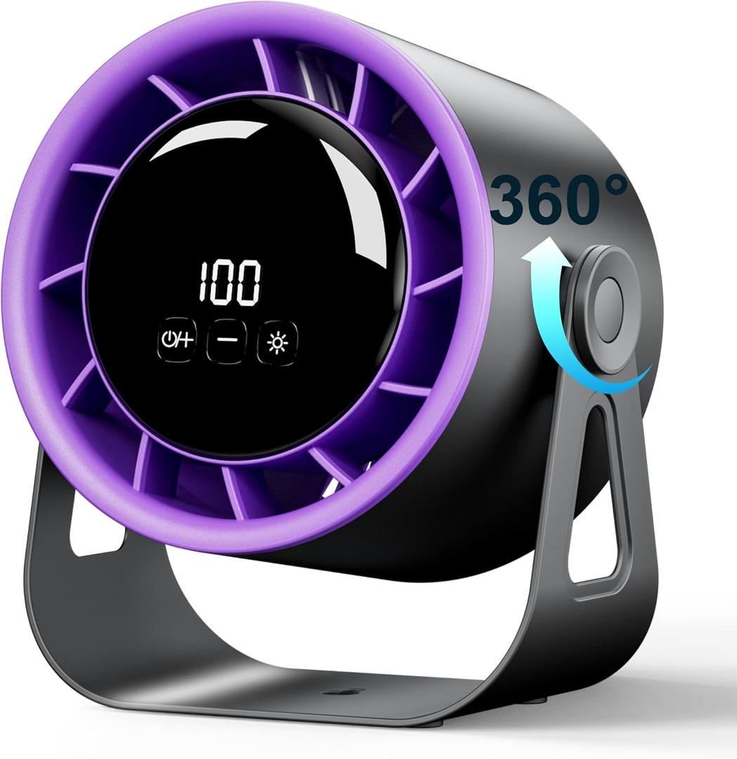 Desk Fans, Digital Display Rechargeable USB Fan, Desk Fans Small Quiet 100 Speeds Strong Wind, 4000mAh Battery Operated Portable Fan for Bedroom, Office, Dorm, Bedside, Home, Beige