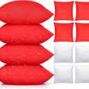 Colingmill 4 Set Waterproof Red Outdoor Throw Pillow Covers with 4 Pillow Inserts 18x18 Inch Decorative Waterproof Throw Cushion for Sofa Couch Home Patio