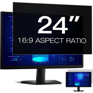 24 Inch Computer Privacy Screen Filter for 16:9 Aspect Ratio, Anti-Glare, Eye Protection, Anti-Blue Light Computer Monitor Privacy Filter, Removable Anti-Scratch 24in Protector Film