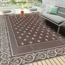Pauwer 9'x12' Reversible Outdoor Rug, Waterproof Plastic Straw Area Rug for Patios, RV Mat, Camping, Picnic, Beach, Balcony, Pet Friendly, Lightweight