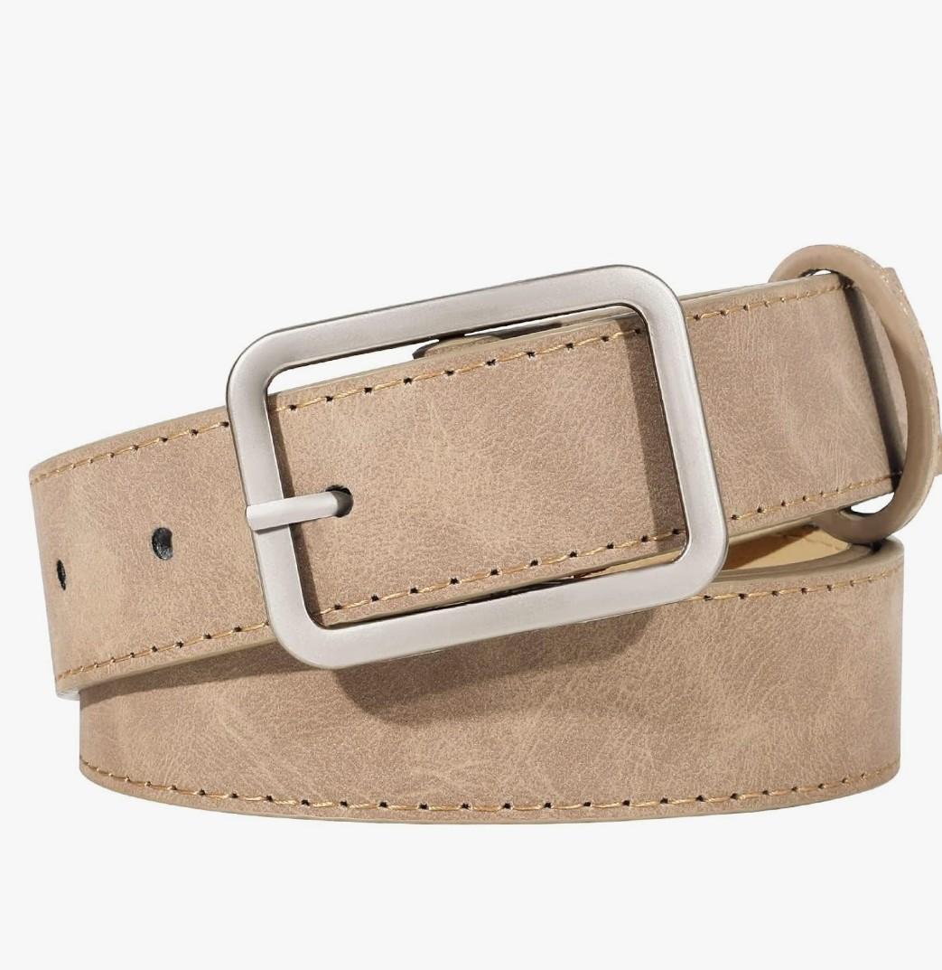 Women Suede Belts for Women Fashion Leather Belts With Silver Buckle Ladies Waist Belt For Jean Pant Dress